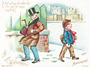 Anticipation! Man feeling threatened! Christmas Card (chromolitho) Anticipation! Man feeling threatened! Christmas Card (chromolitho)