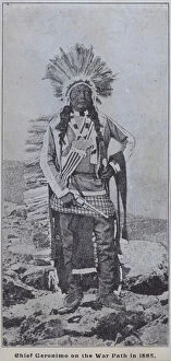 The Apache chief Geronimo on the warpath in 1885 (b / w photo)