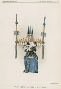 Apache Medicine Hat used in Ghost Dance (colour litho) Apache Medicine Hat used in Ghost Dance (colour litho)