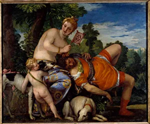 Aphrodite and Adonis. Adonis, figure of Greek mythology, loves Aphrodite Aphrodite and Adonis. Adonis, figure of Greek mythology, loves Aphrodite