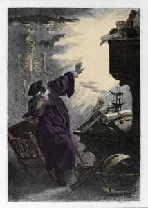 Apparition de Mephistopheles (Mephisto) a Faust Illustration de ' Faust" Apparition de Mephistopheles (Mephisto) a Faust Illustration de ' Faust"