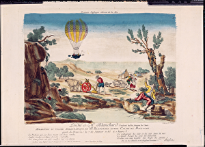 Transport,travellers & Immigrants Gallery: Appearance of the Hot-Air Balloon of Jean Pierre Blanchard (1753-1809) between Calais and Boulogne
