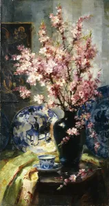 Apple Blossoms and Blue and White Porcelain on a Table, (oil on canvas) Apple Blossoms and Blue and White Porcelain on a Table, (oil on canvas)