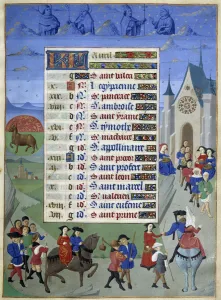 April calendar page: ' The return of the pelerins' April calendar page: ' The return of the pelerins'