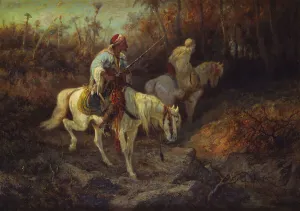 Arab Horsemen at the edge of a Wood (oil on canvas) Arab Horsemen at the edge of a Wood (oil on canvas)