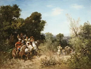 Arab Horsemen, (oil on canvas)
