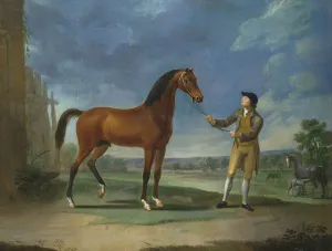 An Arab stallion held by a groom (oil on canvas) An Arab stallion held by a groom (oil on canvas)