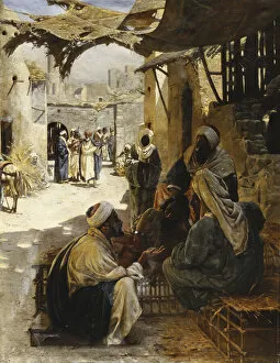 Austrian Artist Collection: Arabs Conversing in a Village Street, 1894 (oil on canvas)
