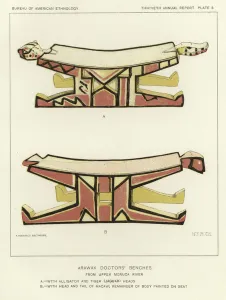 Arawak Doctors Benches from Upper Moruca River (colour litho) Arawak Doctors Benches from Upper Moruca River (colour litho)