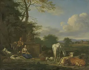 Arcadian Landscape with resting Shepherds and Animals, 1664 (oil on canvas on panel) Arcadian Landscape with resting Shepherds and Animals, 1664 (oil on canvas on panel)