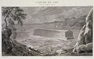 The Arch of Noe under the Deluge - engraving by Fortier and Bovinet, 18th century The Arch of Noe under the Deluge - engraving by Fortier and Bovinet, 18th century