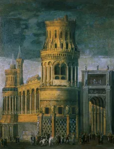 Architectural fantasy depicting the martyrdom of a female saint Architectural fantasy depicting the martyrdom of a female saint