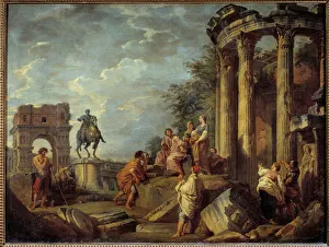 Architectural ruins with the arch of Janus, the temple of Vesta Architectural ruins with the arch of Janus, the temple of Vesta