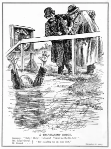 Aristide Briand and Lloyd George taunt the drowning Germany, December, 1921 (litho) Aristide Briand and Lloyd George taunt the drowning Germany, December, 1921 (litho)