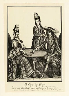 Freetime Gallery: Aristocrats playing a game of dice, 17th century. 1906 (lithograph)