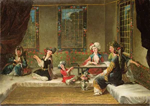 Armenian women embroidering in an interior (oil on canvas) Armenian women embroidering in an interior (oil on canvas)