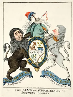 The Arms and Supporters of a Debating Society, 1798 (hand-coloured etching) The Arms and Supporters of a Debating Society, 1798 (hand-coloured etching)
