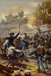 US Army, Colonel and Privates of Infantry Volunteers, 1864 (colour litho) US Army, Colonel and Privates of Infantry Volunteers, 1864 (colour litho)