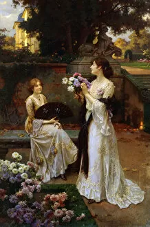 Arranging Flowers, (oil on canvas)