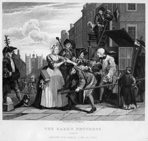 Arrested for Debt, plate V from A Rakes Progress (engraving)