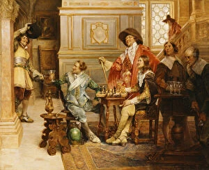 Drinking Utensil Gallery: The Arrival of D Artagnon, (oil on canvas)