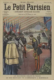 Arrival of King Edward VII in Marseilles (colour litho)