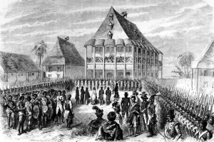 The Arrival of Madame Pfeiffer (Ida Pfeiffer) by Queen Ranavaio, 1846-1848 (engraving) The Arrival of Madame Pfeiffer (Ida Pfeiffer) by Queen Ranavaio, 1846-1848 (engraving)