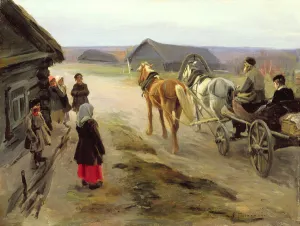 Arrival of a School-Mistress in the Country, c.1908-14 (oil on canvas) Arrival of a School-Mistress in the Country, c.1908-14 (oil on canvas)