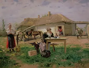 Arrival of a School Mistress in the Countryside, 1897 (oil on canvas) Arrival of a School Mistress in the Countryside, 1897 (oil on canvas)
