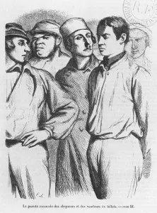 The arrogant squad of hired applauders and ticket sellers, illustration from Les The arrogant squad of hired applauders and ticket sellers, illustration from Les