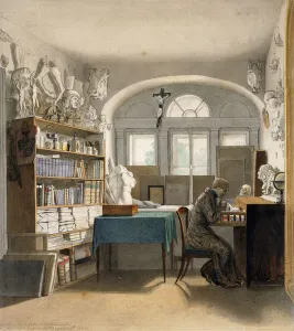 Artists Studio Gallery: The Artist in his Study, 1842 (pencil and watercolour on paper)