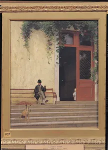 The Artists Father and Son on the Doorstep of his House, c.1866-67 (oil on panel) The Artists Father and Son on the Doorstep of his House, c.1866-67 (oil on panel)