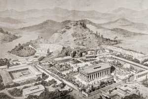 Artists impression of Olympia, Greece, at the time of the ancient Olympic Games Artists impression of Olympia, Greece, at the time of the ancient Olympic Games