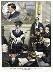Prints of XEE4412675 Harry Thaws trial in New York in 1907. Harry Thaw son of a family of wholesale industrialists, slaughtered in 1906 the architect Stanford White, ex-lover of his wife Evelyn Industrialist Prints: Harry Thaw's 1907 New York Trial Print