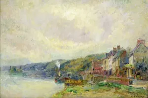 Print of The Seine at Croisset, a serene oil on canvas landscape