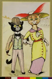 Louis Wain Art Prints: The Modern Arry and Arriet, 1913 (gouache)