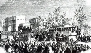 London Underground History Prints: An engraving depicting the Bayswater line between Notting Hill and Marble Arch