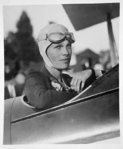 Prints of SLS249192 Amelia Earhart (1897-1937) in Boston training plane, 1926 (b/w photo) by American Photographer, (20th century); Schlesinger Library, Radcliffe Institute Pioneer Prints: Amelia Earhart in Training Plane Print, 1926