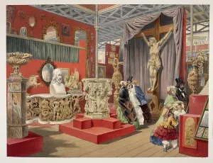 Victorian Era Lithograph Prints: Part of the Fine Arts Court'
