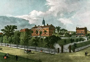 College Prints: Rutgers University Campus 1844 Lithograph Print