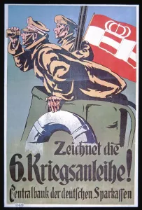 WWI German War Loan Print, 1914-18 Colour Lithograph