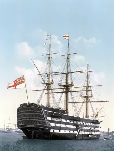 Prints of UIG2910448 The Victory (Nelson's Flagship); (add.info.: 1900 The Victory (Nelson's Flagship), stern, Portsmouth, England, 1900.); Universal History Archive/UIG Portsmouth Prints: The Victory Print: A Lithograph of Nelson's Flagship