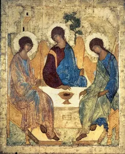 Print of The Holy Trinity, tempera on panel
