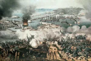 Prints of LRI4648936 The Siege of Sevastopol, 1854 (19th century print) by Unknown Artist Ukraine Prints: 19th Century Print of The Siege of Sevastopol, 1854