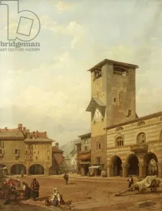George Clarkson Stanfield - The Broletto, Como Print (1858)