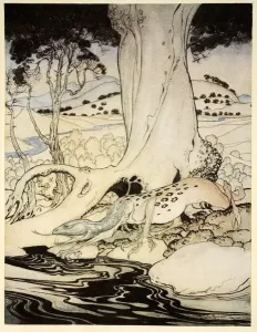 King Arthur Prints: The Questing Beast, Colour Lithograph Print, 1910