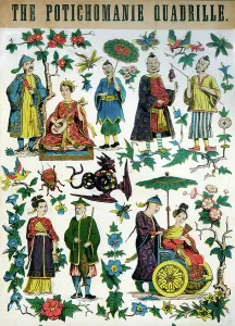 Chinoiserie Prints: The Potichomanie Quadrille Print features Chinese aristocrats and musicians