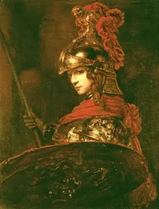 Rembrandt Prints: Print of Pallas Athena in Armoured Figure