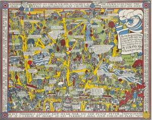 Prints of 1198174 A Peter Pan map of Kensington Gardens, 1923 (colour litho) by Gill, Leslie MacDonald (Max) (1884-1947); 102x127 cm; Private Collection; (add.info.: Gill) Kensington Gardens Prints: Fine Art Finder Print of A Peter Pan Map, 1923