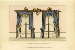 Prints of 6339805 Regency era window curtains by British School, (18th-19th century); (add.info.: Regency era window curtains) Fashion Prints: Regency Era Window Curtains Print (1814-1830)